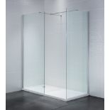 22 X BRAND NEW APRIL IDENTITI CLEAR GLASS AND POLISHED SILVER WET ROOM PANEL ( SIZE W 500 X H 2030