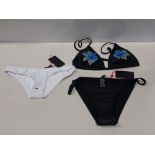 100 X BRAND NEW MIXED CLOTHING LOT CONTAINING SOUTH BEACH 3D FLOWER TRIANGLE BIKINI TOPS / SOUTH