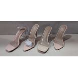 18 X BRAND NEW MIXED MISSGUIDED WOMANS SHOES TO INCLUDE MID CLEAR HEEL BOCK HEEL / WF CLEAR