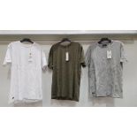 12 X BRAND NEW MIXED THREADBARE T SHIRTS IN GREY , KHAKI AND WHITE IN MIXED SIZES - RRP EACH £18.