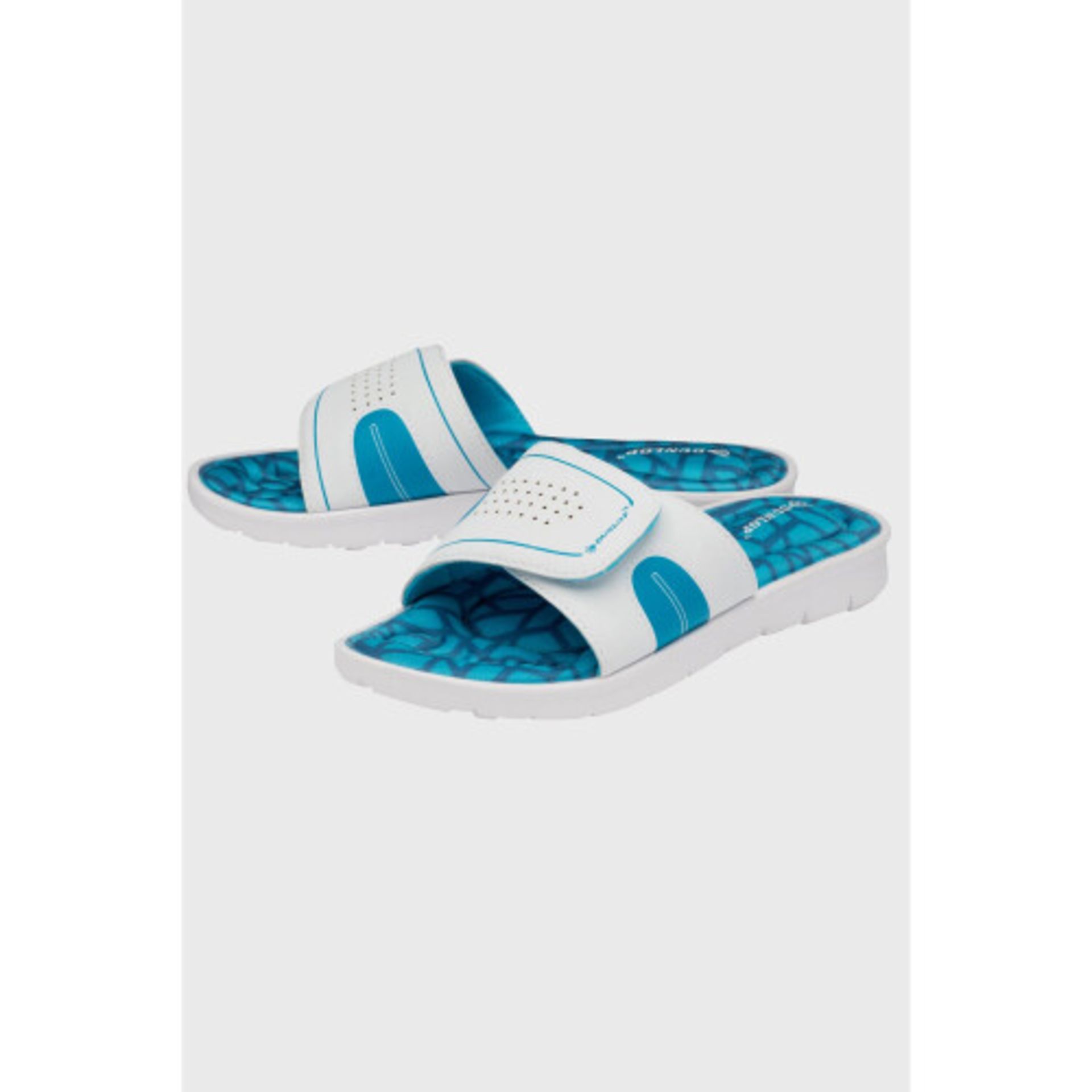 14 X BRAND NEW DUNLOP ADJUSTABLE MEMORY FOAM SLIDERS - ALL IN WHITE AND BLUE - IN VARIOUS SIZES TO