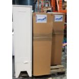 7 X BRAND NEW AQUAMODE TALL UNIT - IN MUSSEL / CREAM COLOUR SIZE : HEIGHT 144 CM / WIDTH WIDTH 34.