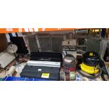 FULL BAY MIXED LOT CONTAINING 7 ELECTRIC HEATERS , 1 SHOP.VAC ,, WET/DRY VAC , YELLOW HENRY HOOVER ,