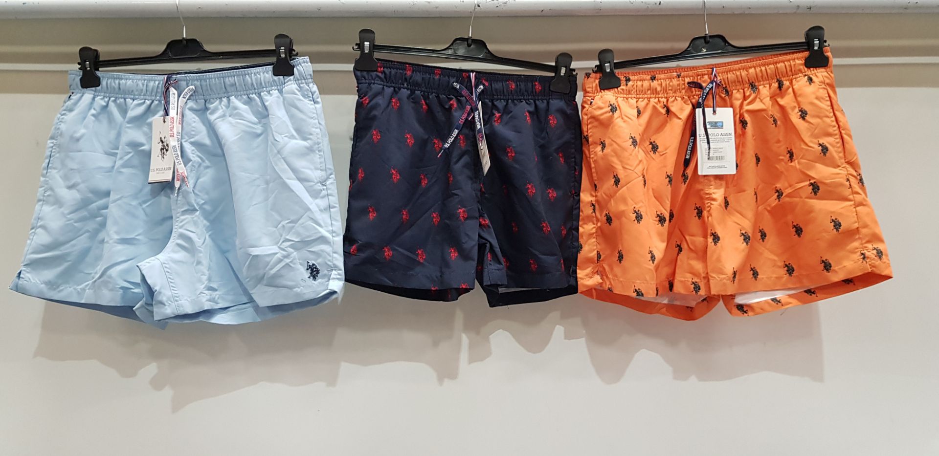 8 X BRAND NEW US POLO ASSN SWIM SHORTS 5 AMBER GLOW SIZES 2 M , 2 L , 1 XL IN BLUE 1 L , 1 XXL IN