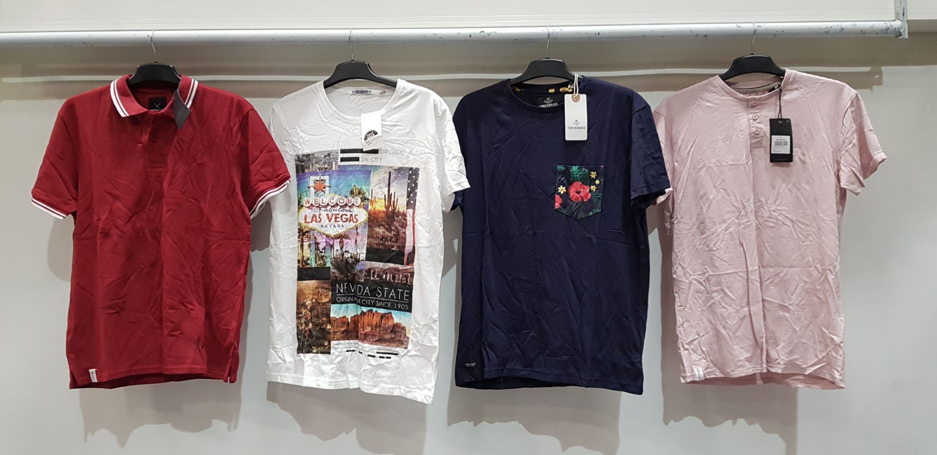 12 X BRAND NEW THREADBARE MIXED T SHIRTS IN DIFFERENT STYLES AND SIZES TOTAL RRP £227.88