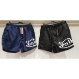 10 X BRAND NEW VON DUTCH SWIM SHORTS IN BLACK AND NAVY SIZE EXTRA LARGE - RRP TOTAL £250
