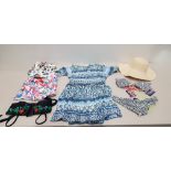100 X BRAND NEW MIXED CLOTHING LOT CONTAINING SOUTH BEACH BANDEAU BIKINI SET WITH FLORAL
