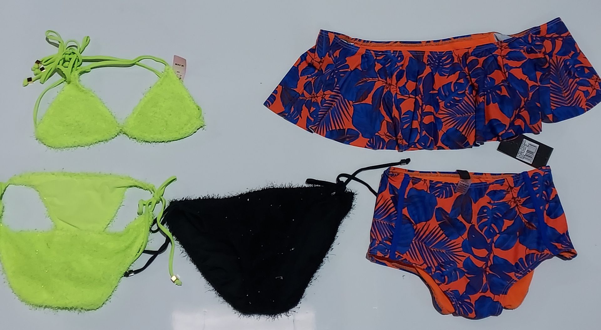 100 X BRAND NEW MIXED CLOTHING LOT CONTAINING SOUTH BEACH VICKY NEON PINK BIKINI TOPS / RIVER ISLAND