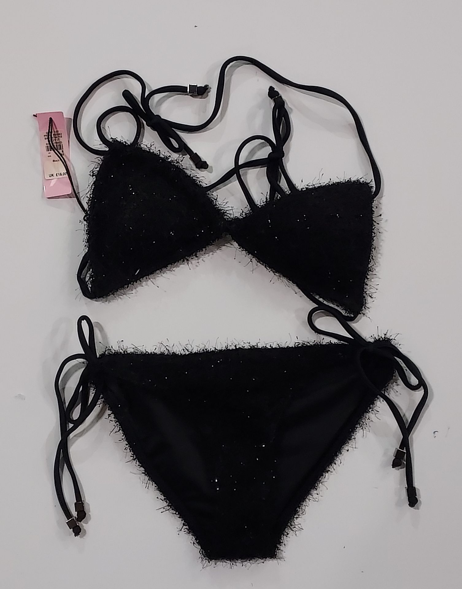 100 X BRAND NEW RIVER ISLAND EDGY IT BIKINI SET - ALL IN BLACK - IN MIXED SIZES TO INCLUDE UK 8 /
