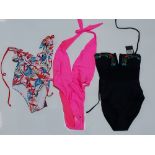 100 X BRAND NEW MIXED CLOTHING LOT CONTAINING SOUTH BEACH LIGHT CORAL FLORAL BARDOT LACE UP BIKINI