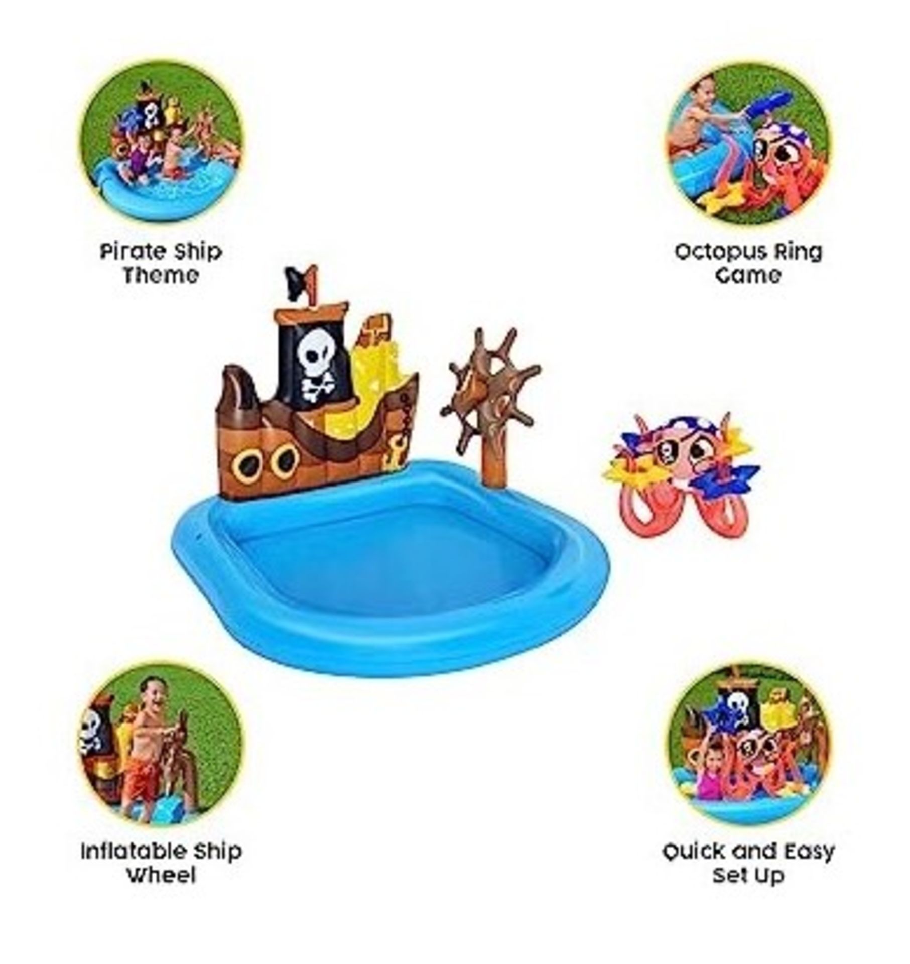 6 X BRAND NEW BESTWAY SHIPS AHOY PLAY CENTRE INFLATABLE POOLS - WITH OCTOPUS RING TOSS GAME (1.40 - Image 2 of 8