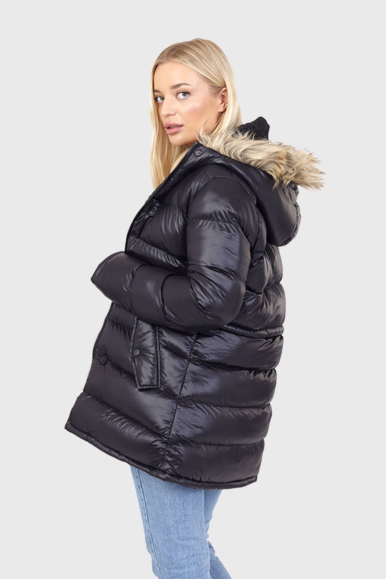 5 X BRAND NEW BRAVE SOUL WOMEN'S PUFFER STYLE FAUX FUR HOODED JACKET'S IN BLACK SIZES 2 UK 10 , 1 UK - Image 2 of 2