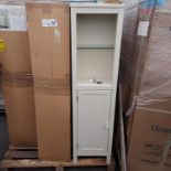 7 X ETIENNE TALL UNIT IN VINTAGE CREAM COLOUR - ( VENEER IS SLIGHTLY LIFTING ) ( W 39 CM / H 148