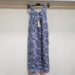 12 X BRAND NEW PISTACHIO BLUE PAISLEY PRINT V NECK LONG SUMMER DRESS SIZE SMALL RRP £24.99 TOTAL £