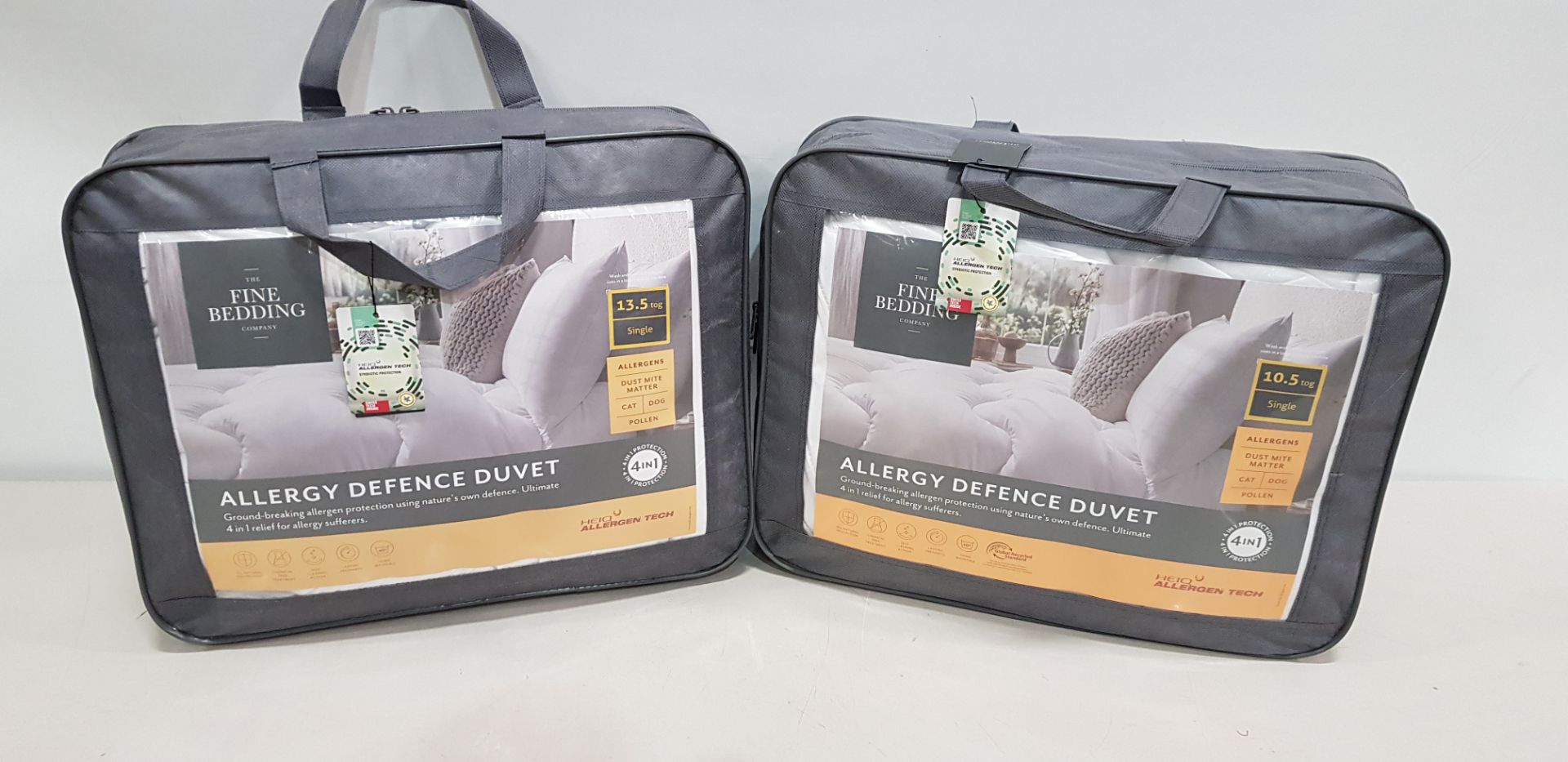 4 X BRAND NEW THE FINE BEDDING COMPANY ALLERGY DEFENCE DUVETS 2 SINGLE'S 13.5 TOG AND 2 SINGLE'S