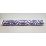 1 X ROLL OF FABRIC IN PURPLE RED AND BLUE WAVY DESIGN - LENGTH 50 M - RRP £12.99 / M - TOTAL £649.