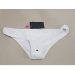 200 X BRAND NEW SOUTH BEACH MIX AND MATCH HIPSTER BIKINI BOTTOMS - ALL IN WHITE - ALL IN SIZE 12 AND