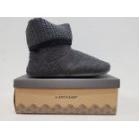 10 X BRAND NEW DUNLOP KNITTED PULL ON MEMORY FOAM INDOOR SLIPPERS -ALL IN GREY - ALL IN SIZE UK 7-