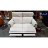 1 X RUSSO 2 SEATER LEATHER LOOK ELECTRIC RECLINER SOFA IN CREAM COLOUR WITH METAL LEGS - FULLY