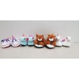 30 X BRAND NEW NIFTY KIDS UNICORN / SQUIRREL / 3D SLIPPERS - IN MIXED COLOURS - IN MIXED SIZES TO