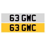 PRIVATE NUMBER PLATE REG 63 GWC WITH RETENTION DOCUMENT