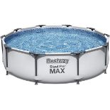 1 X BESTWAY STEEL PRO MAX ABOVE GROUND ROUND FRAME SWIMMING POOL - PRISMATIC STONE PRINTED INNER