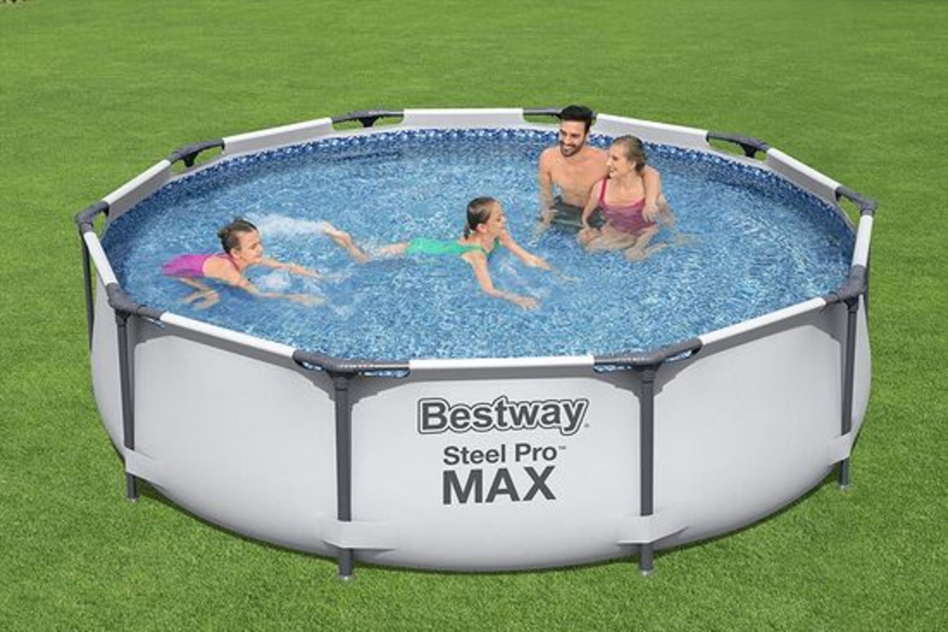 1 X BESTWAY STEEL PRO MAX ABOVE GROUND ROUND FRAME SWIMMING POOL - PRISMATIC STONE PRINTED INNER - Image 3 of 3