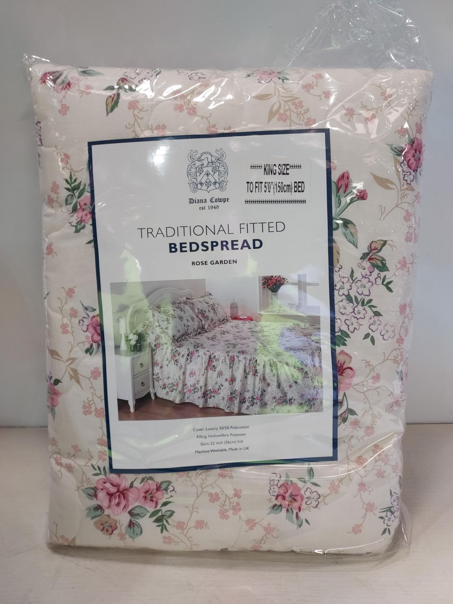 12 X BRAND NEW DIANA COMPE TRADITIONAL FITTED BEDSPREAD - IN ROSE GARDEN DESIGN - ALL IN KING SIZE