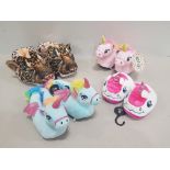 30 X BRAND NEW NIFTY KIDS UNICORN / TIGER / WHALE 3D SLIPPERS - IN MIXED COLOURS - IN MIXED SIZES TO