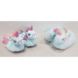 30 X BRAND NEW NIFTY KIDS UNICORN 3D SLIPPERS -ALL IN BLUE - ALL IN SIZE KIDS UK 2-3 - IN 1 TRAY