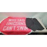 16 X PIECE BRAND NEW MIX LOT CONTAINING 6 WHO SAID UNICORNS CAN'T SWIM BEACH TOWELS IN PINK AND