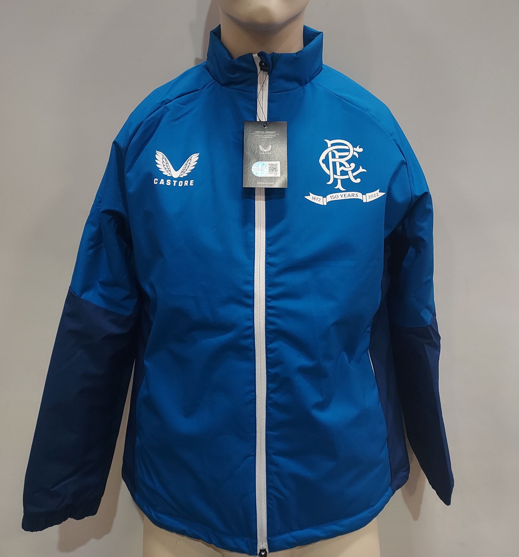 4 X BRAND NEW RANGERS FC CASTORE HYBRID JACKET IN BLUE SIZES 4 MEDIUM , RRP EACH £85