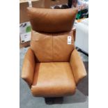 1 X SINGLE SEATER LEATHER ELECTRIC CHAIR IN TAN COLOUR - NO CHARGER - POOR CONDITION - CUSTOMER