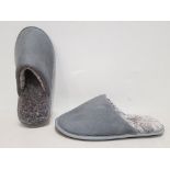 42 X BRAND NEW FAUX FUR SUEDE SLIPPERS - ALL IN GREY - ALL IN SIZE M - IN 2 BOXES