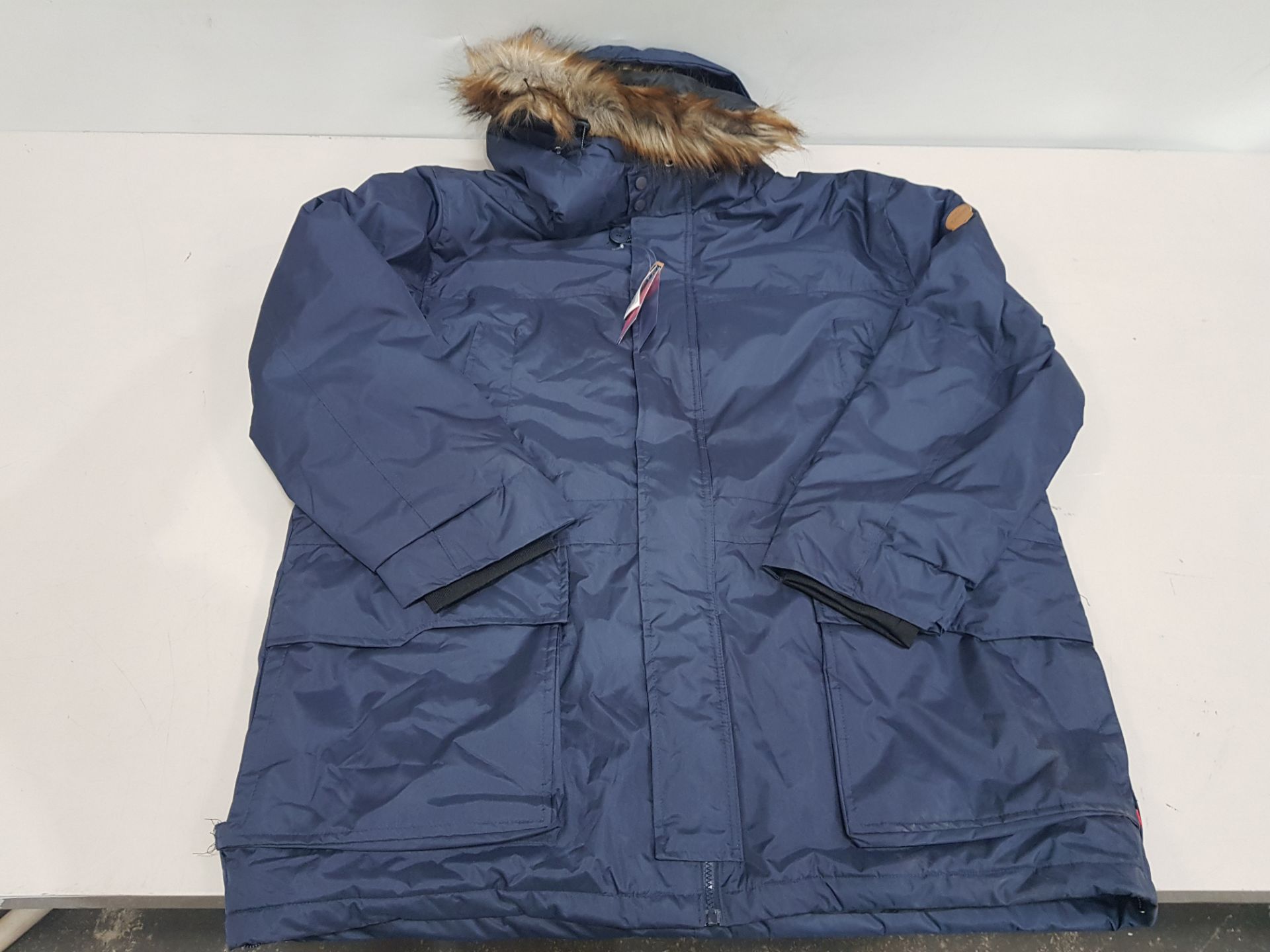 5 X BRAND NEW MEN'S DUKE D555 FAUX FUR TRIM PARKA COAT IN NAVY BLUE SIZES 2 IN 3XL , 2 IN 8XL , 1 IN