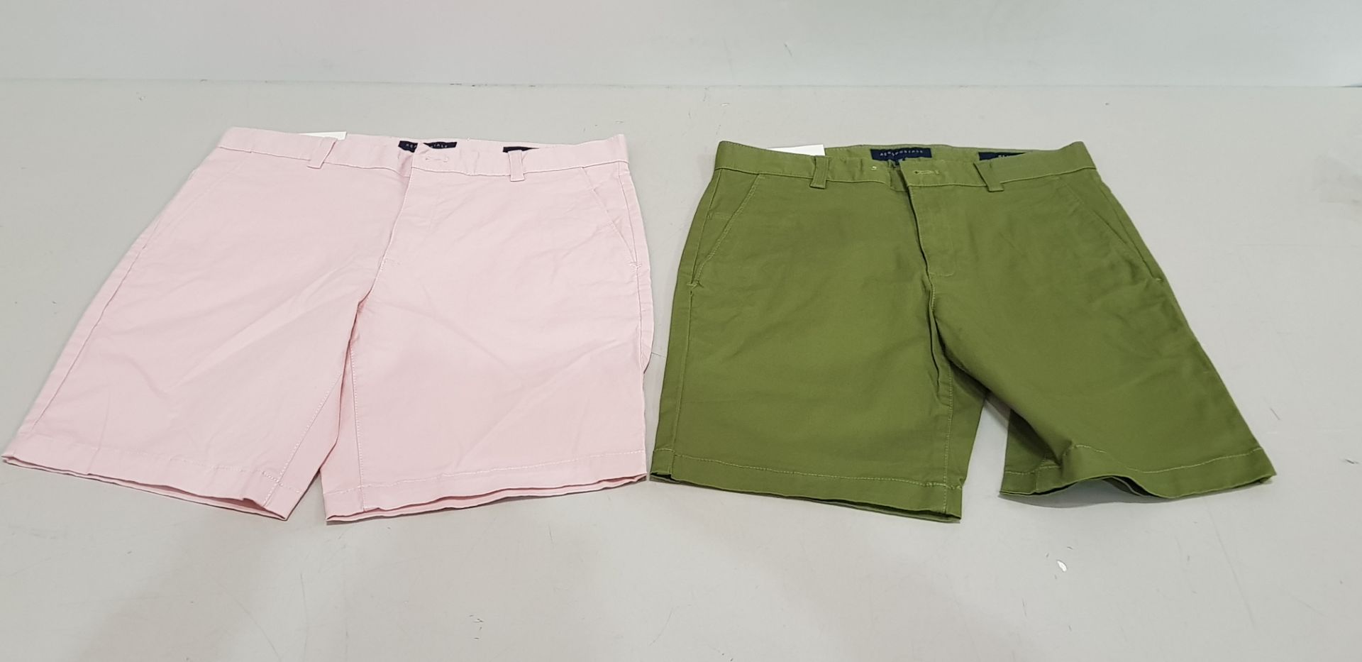 29 X BRAND NEW MIXED AEROPOSTALE MENS KHAKI CHINO SHORTS AND PINK CHINO SHORTS IN MIXED SIZES FROM