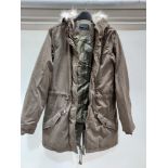 4 X BRAND NEW LADIES BRAVE SOUL JACKETS IN COLOUR BROWN SIZE 3 IN SIZE 10 AND ONE IN SIZE 8 RRP EACH