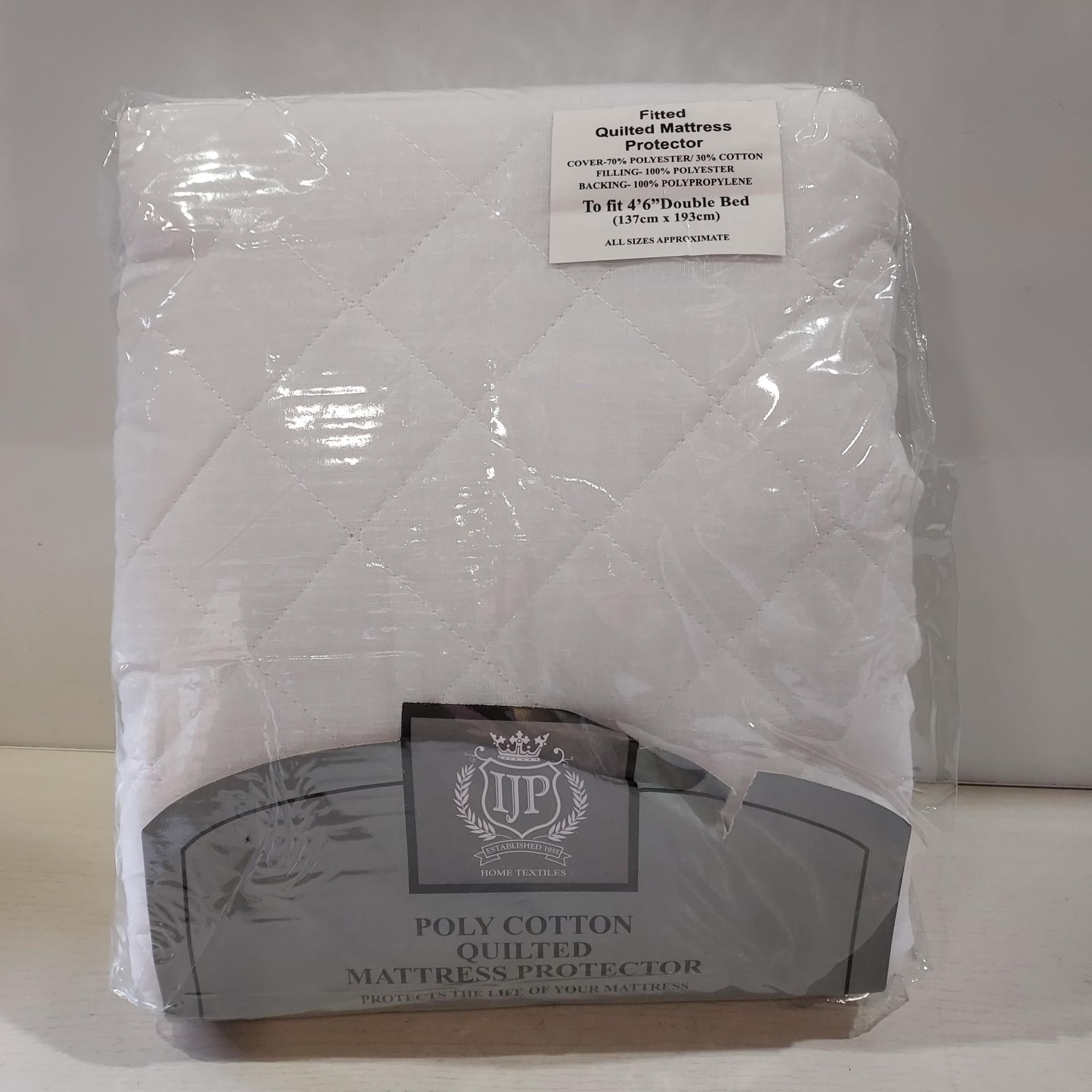 24 X BRAND NEW HOME TEXTILES POLY COTTON QUILTED MATTRESS PROTECTORS - DOUBLE SIZE - IN 2 BOXES