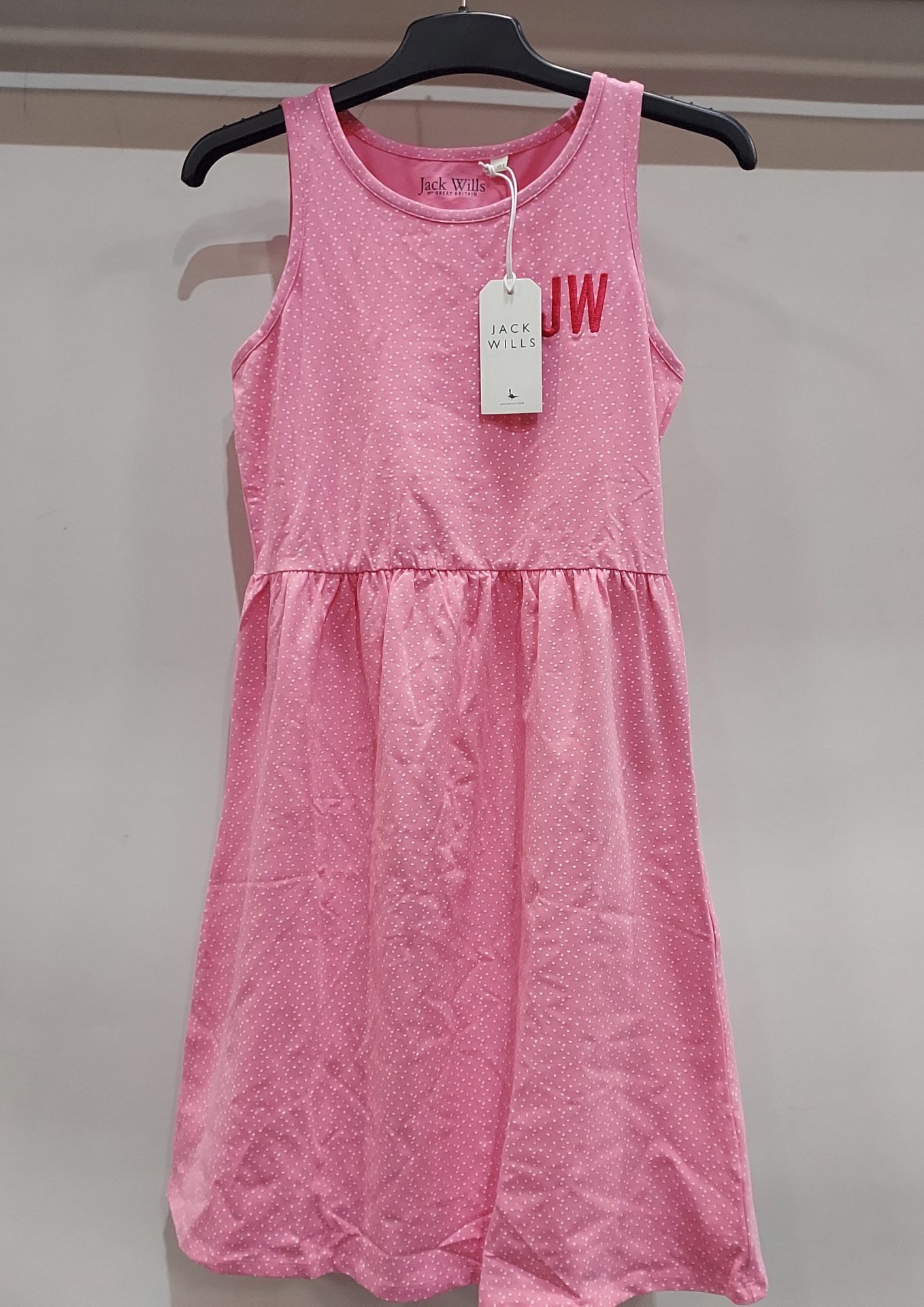 12 X BRAND NEW JACK WILLS PINK DRESS SIZES 7 FOR 14-15 YEAR'S , 3 FOR 15-16 YEAR'S , 2 FOR 8-9