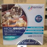 46 X BRAND NEW PREMIER BATTERY OPERATED INDOOR / OUTDOOR SET OF 3 MICROBRIGHTS GLOBES - 30 MULTI