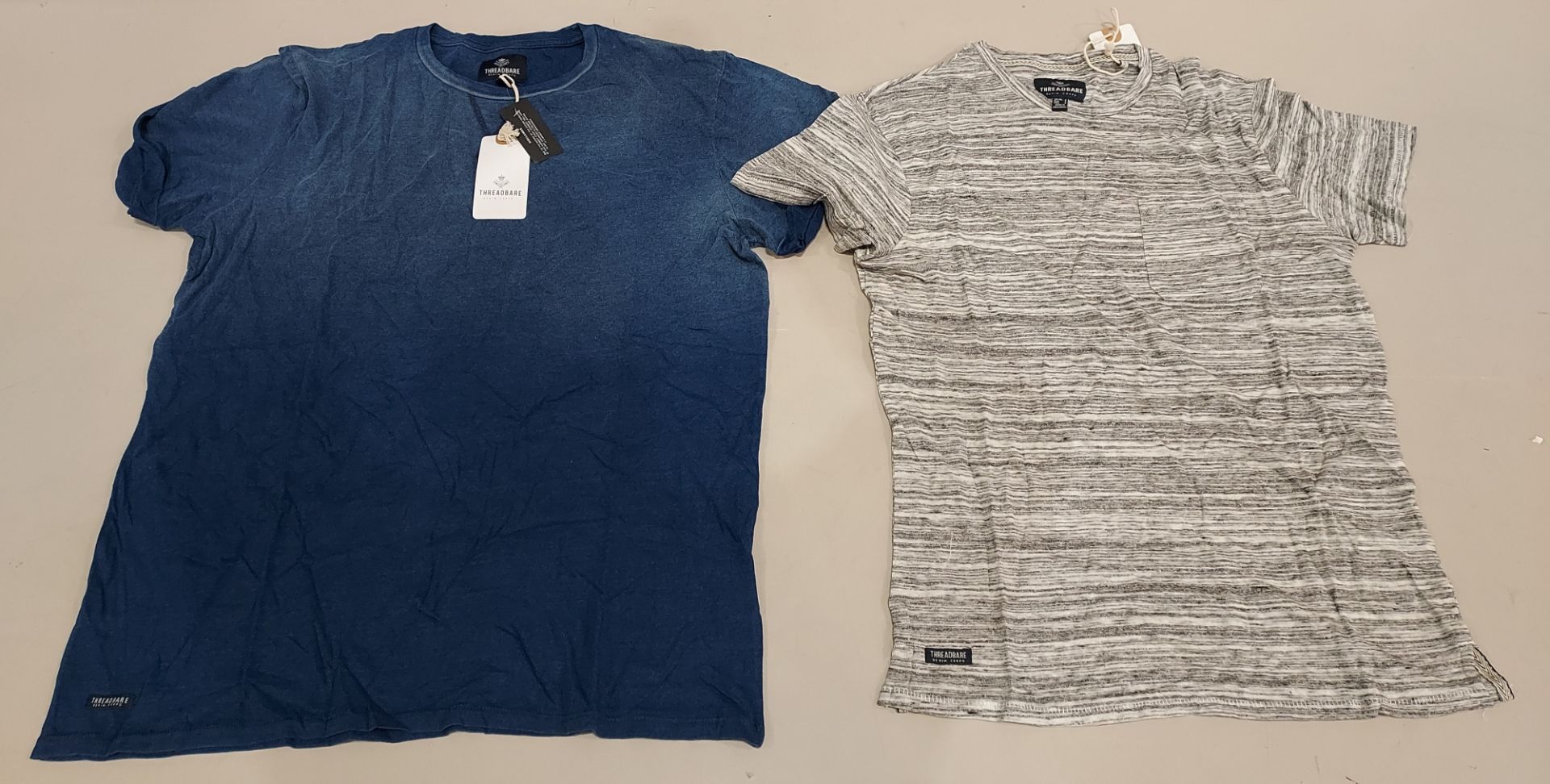 22 X BRAND NEW MIXED THREADBARE T SHIRTS IN MIXED STYLES & SIZES (TOTAL RRP £417 )