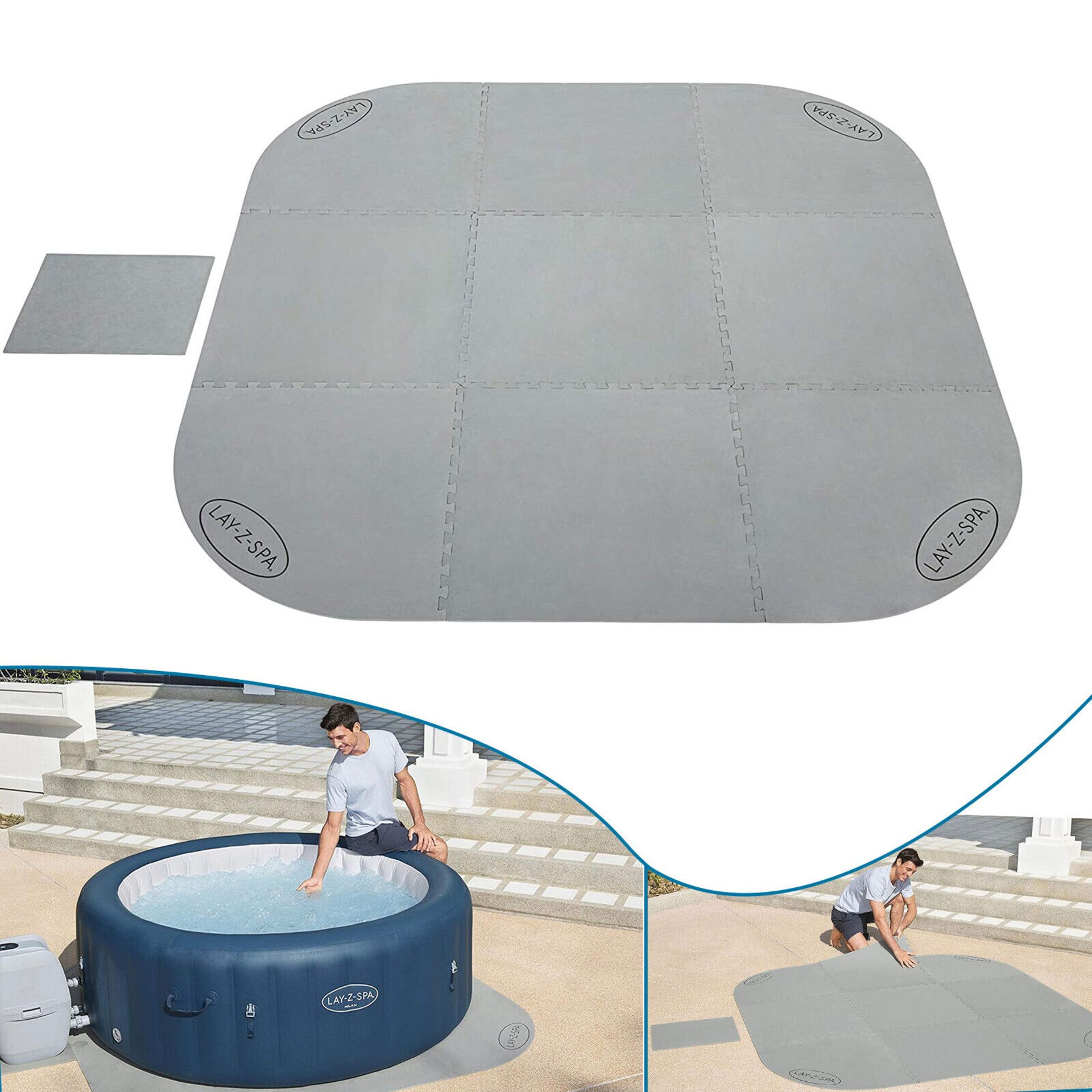 4 X BRAND NEW BESTWAY LAY-Z-SPA EXTRA HOT TUB FLOOR PROTECTOR PADS - 85 INCH X 85 INCH / 2.16 M - - Image 2 of 4