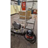 SIP AIRMATE MINI RECEIVER MOUNTED COMPRESSOR WITH TWO STEP LADDERS AND A HENRY VACUUM CLEANER ***