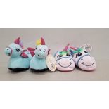 30 X BRAND NEW NIFTY KIDS UNICORN 3D SLIPPERS - IN WHITE AND BLUE - IN MIXED SIZES TO INCLUDE KIDS