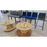 THREE GREY DINING STOOLS IN LEATHERETTE 3 BLUE DINING STOOLS IN VELVET STYLE FABRIC ONE GREY