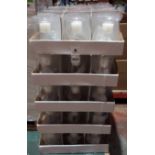 60 X BRAND NEW CLEAR CANDLE VASES / HOLDERS WITH DECORATIVE STONES AND 1 SMALL PILLAR CANDLE
