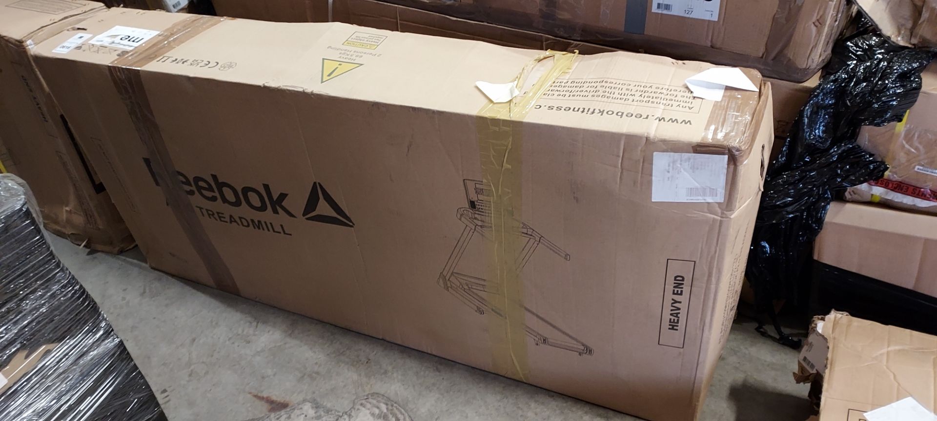 1 X IN BOX REEBOK A2 TREADMILL 00 IN SILVER GROSS WEIGHT 60KG (NOTE BOX DAMAGED & RETAPED) - Image 2 of 2