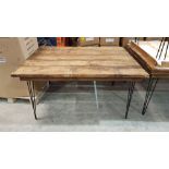 3 X MULTI-PURPOSE PINEWOOD TABLE'SWITH BLACK POWDER COATED LEGS - TABLE SIZE L 150 , W 112 , H