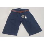 8 X BRAND NEW S & J CHINO SHORTS WITH BELT SIZE 30W IN NAVY - RRP EACH £29.99 TOTAL £239.92