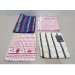 50 X BRAND NEW MIXED TEA TOWELS TO INCLUDE RED PREMIUM HEAVY DUTY TERRY CHECK TEA TOWELS - 50 X 70CM